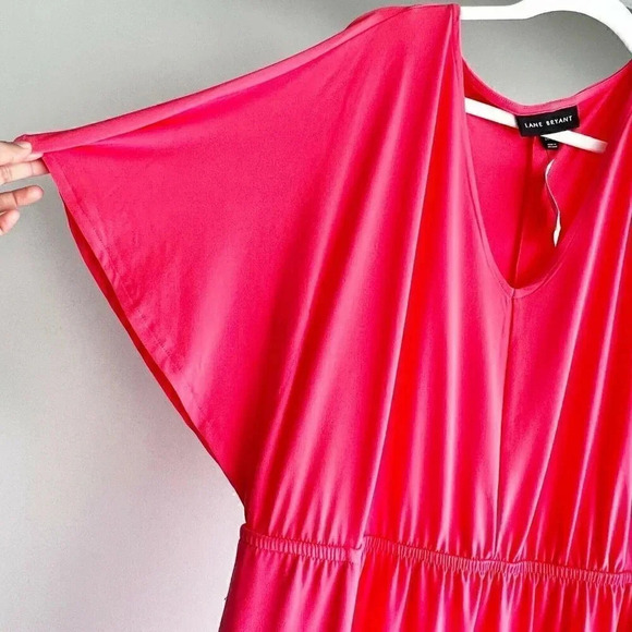 Lane Bryant Size 14/16 Coral Scoop Neck Elastic Waist Midi Dress NEW! - Picture 3 of 4